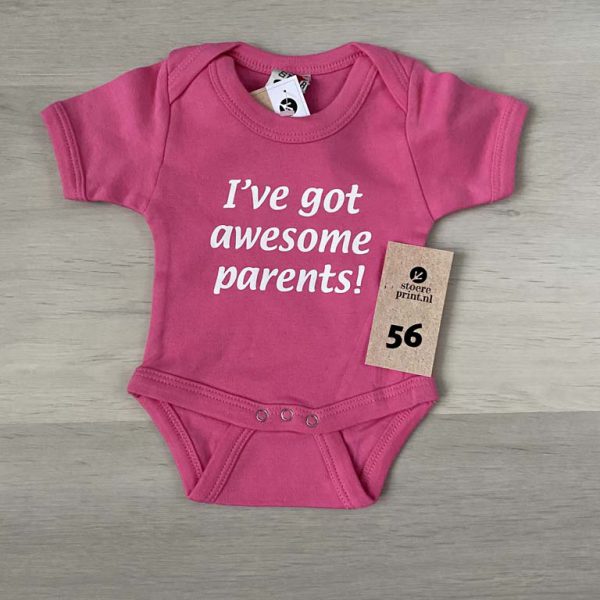 Romper roze - maat 56 <br>"Awesome parents"