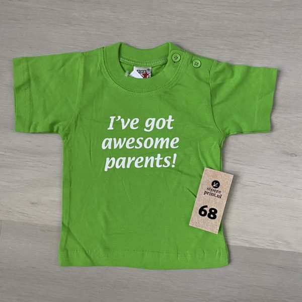 Shirt groen - maat 68 <br>"Awesome parents"