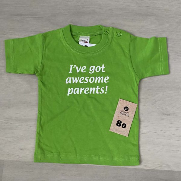 Shirt groen - maat 80 <br>"Awesome parents"
