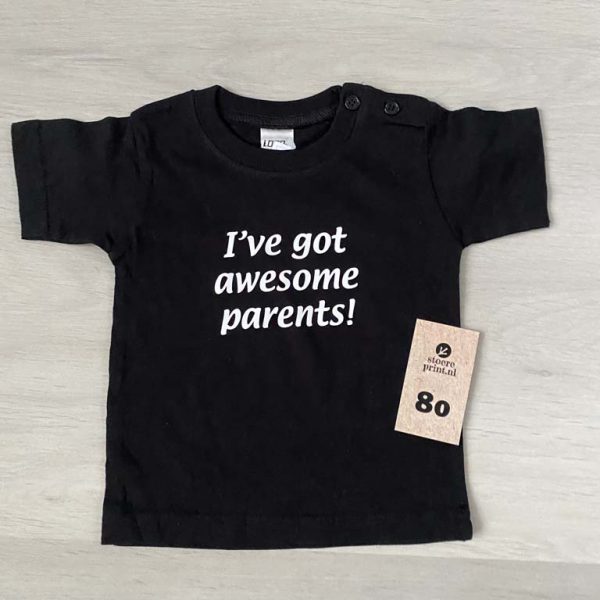 Shirt zwart - maat 80 <br>"Awesome parents"
