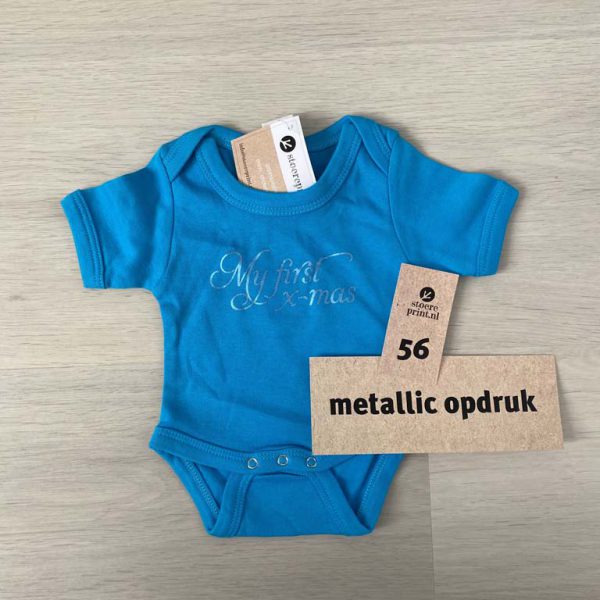 Romper blauw - maat 56 M <br>"First X-mas"