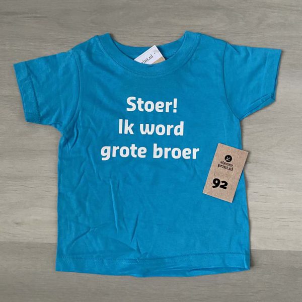Shirt zeeblauw - maat 92 <br>"grote broer"