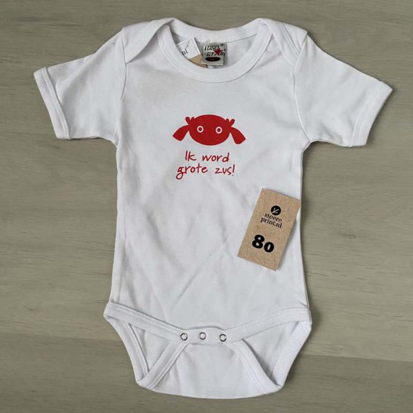 Romper wit - maat 80 <br>"grote zus - face"