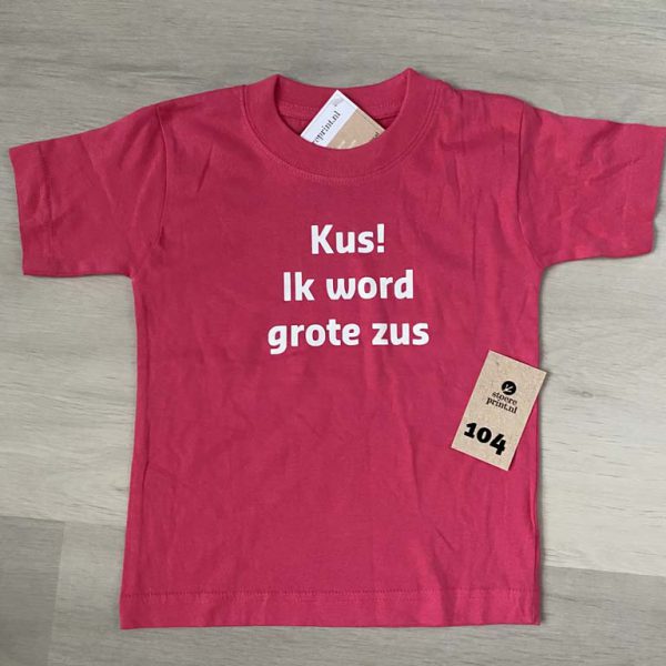 Shirt roze - maat 104 <br>"grote zus"