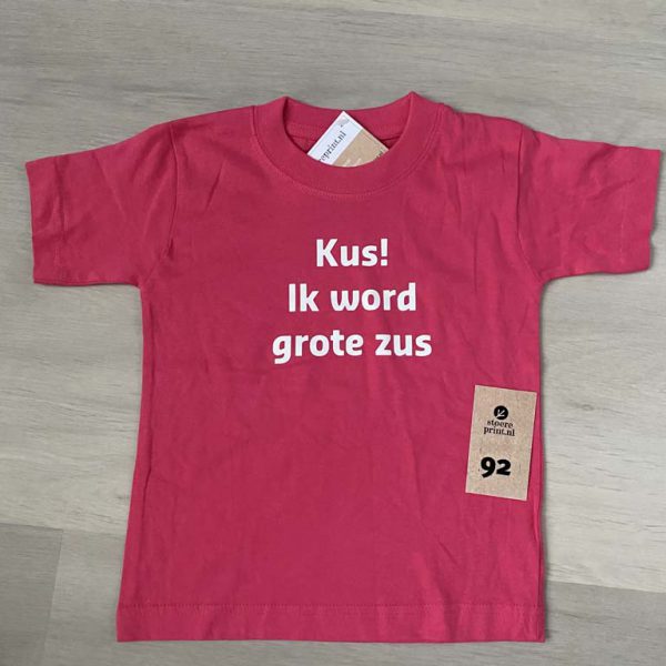 Shirt roze - maat 92 <br>"grote zus"