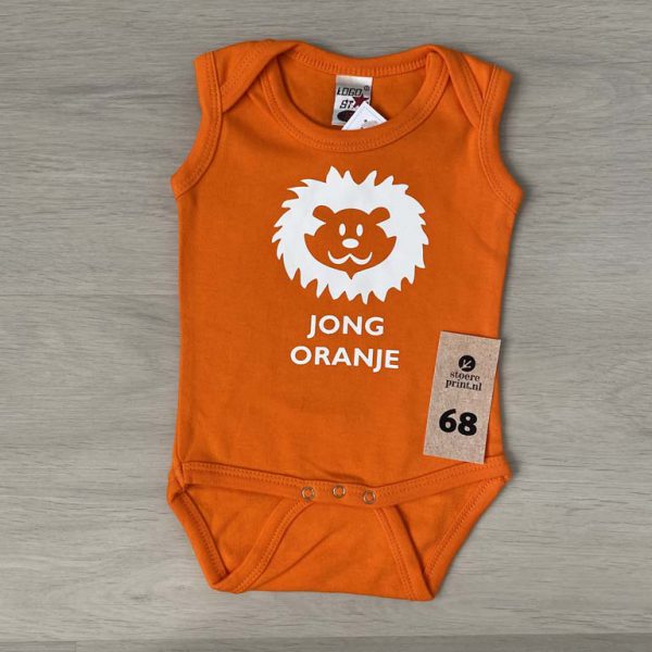 Romper oranje - maat 68 <br>"jong oranje"