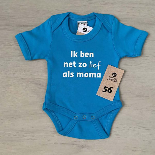 Romper blauw - maat 56 <br>"net zo lief als mama"