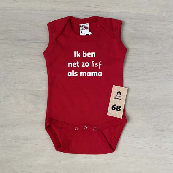 Romper rood - maat 68 <br>"net zo lief als mama"