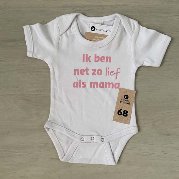 Romper wit - maat 68 <br>"net zo lief als mama"
