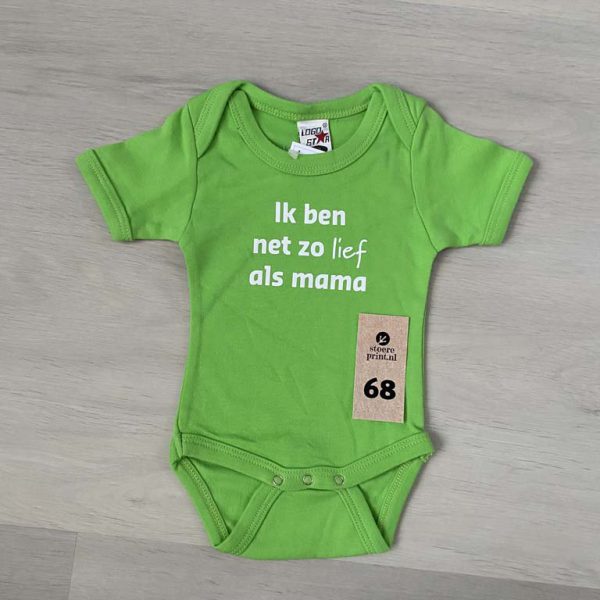 Romper groen - maat 68 <br>"net zo lief als mama"