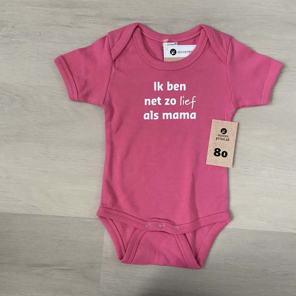 Romper roze - maat 80 <br>"net zo lief als mama"