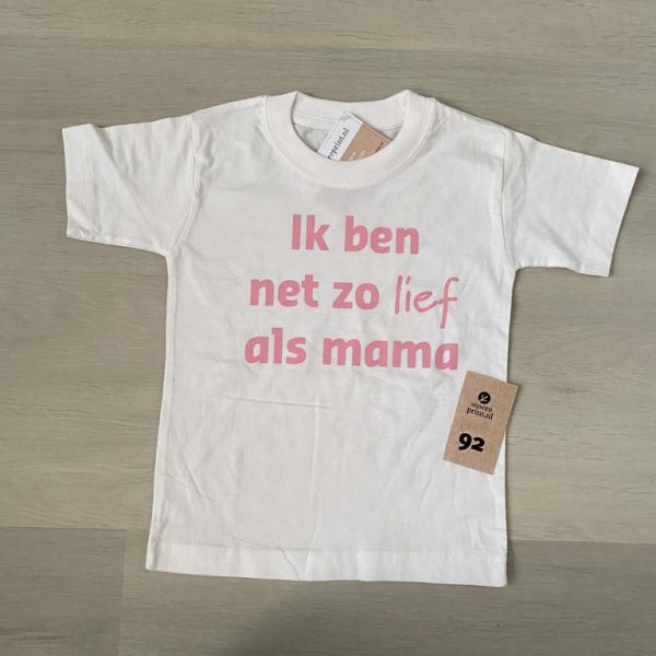 Shirt wit - maat 92 <br>"net zo lief als mama"