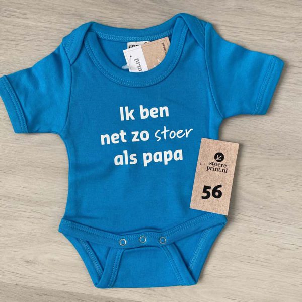 Romper blauw - maat 56 <br>"net zo stoer als papa"