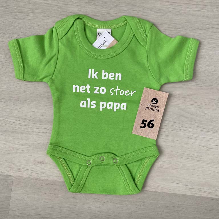 Tirannie tempo Tragisch Romper groen - maat 56 "net zo stoer als papa" - stoereprint.nl