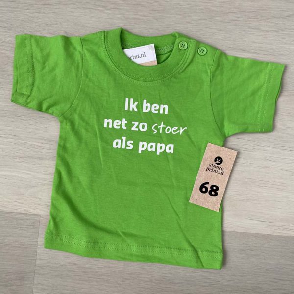 Shirt groen - maat 68 <br>"net zo stoer als papa"