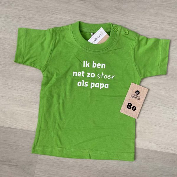 Shirt groen - maat 80 <br>"net zo stoer als papa"