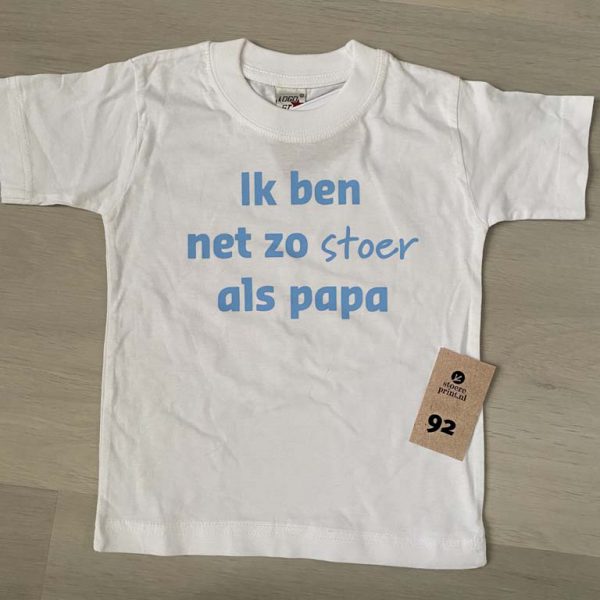 Shirt wit - maat 92 <br>"net zo stoer als papa"