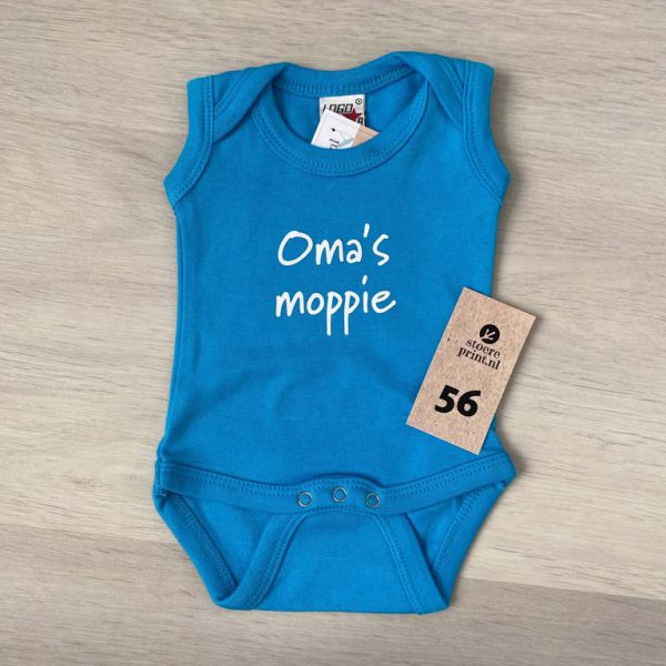 Romper blauw - maat 56 <br>"oma's moppie"