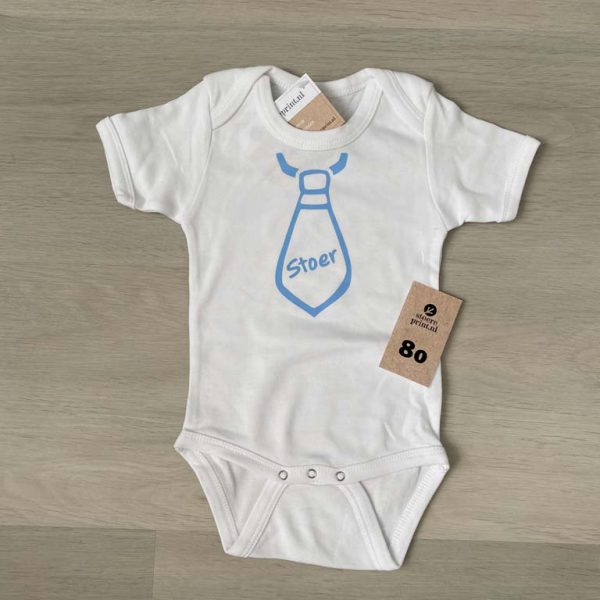 Romper wit - maat 80 <br>"stropdas stoer"