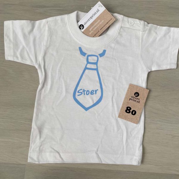 Shirt wit - maat 80 <br>"stropdas stoer"
