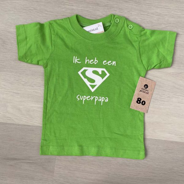 Shirt groen - maat 80 <br>"ik heb een superpapa"