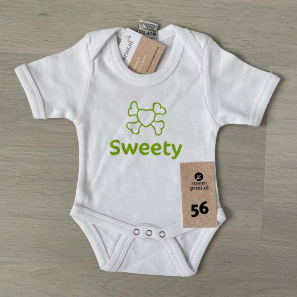 Romper wit - maat 56 <br>"sweety hart"